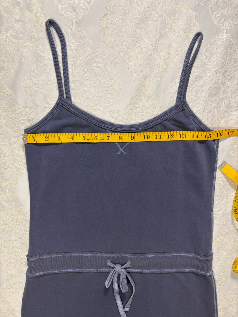 GAP 2007 Slate Blue French Terry Cami Mini Dress Drawstring Waist Y2K Medium - Picture 10 of 10